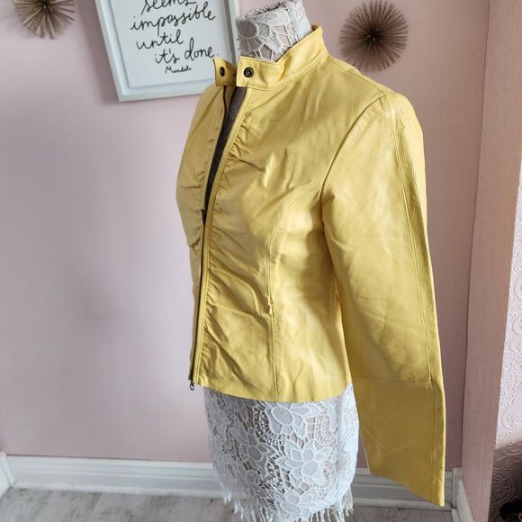 Flawless Yellow Leather Wilsons Maxima jacket coat M such a fun color - Picture 12 of 15